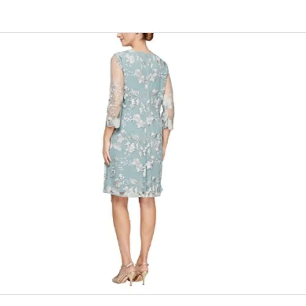 Alex Evenings Embroidered Jacket Dress - Ice Sage - Picture 2 of 3